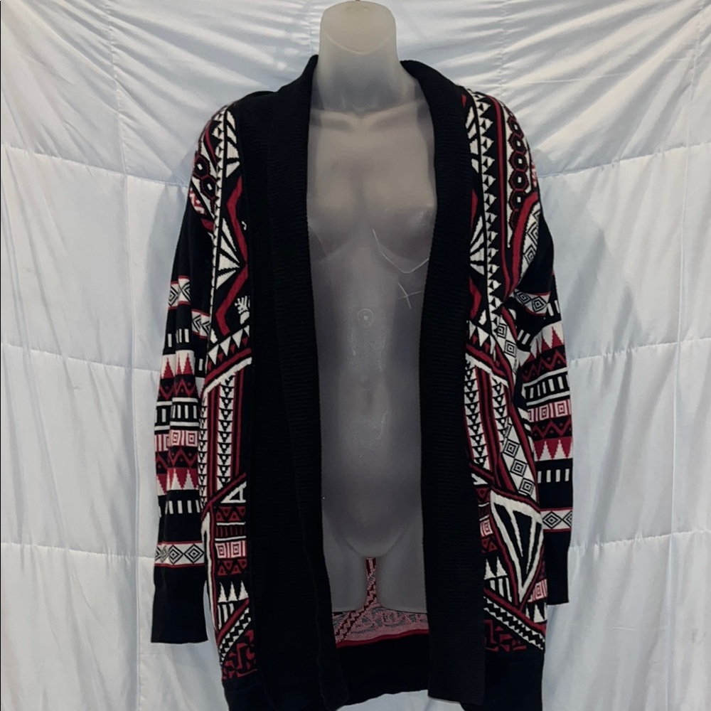 Mi Ami Open Front Tapestry Print Cardigan Size Medium